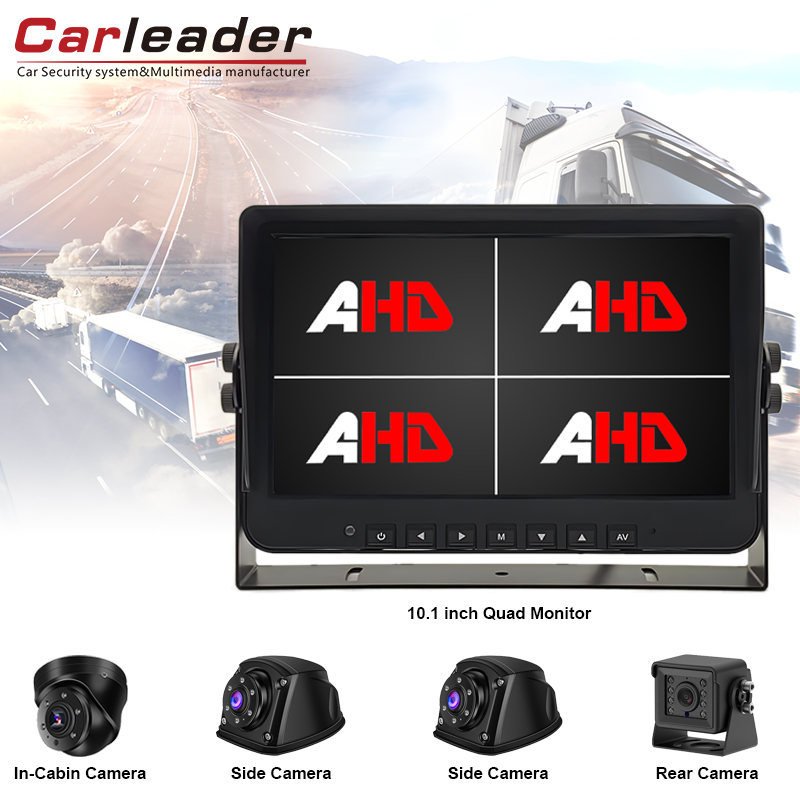 Carleader 10.1-inch 4av入力Quad View Ahd車両モニターとカメラキットでの監視エクスペリエンスをアップグレードする