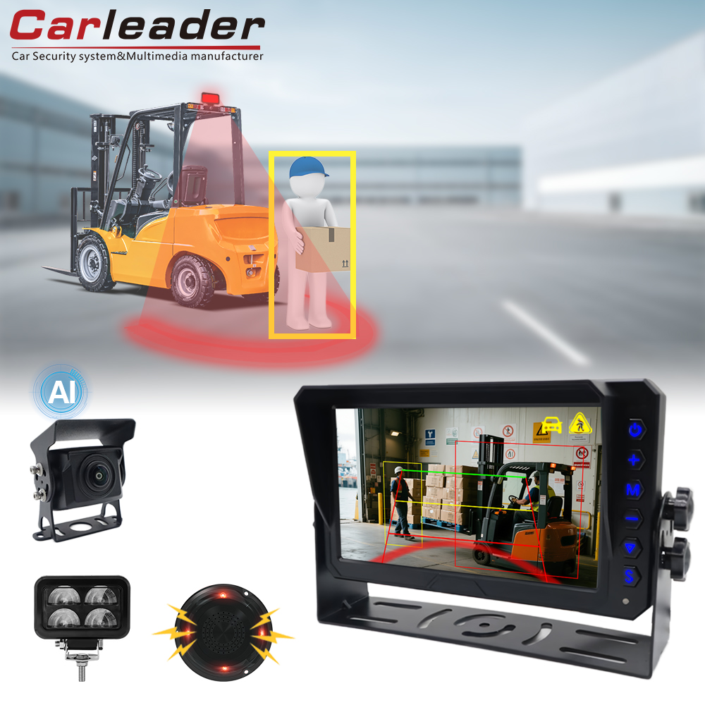 ForkliftのU字型警告灯を使用して、カーリーダーAI検出監視システムを使用してフォークリフトの動作安全性を高める