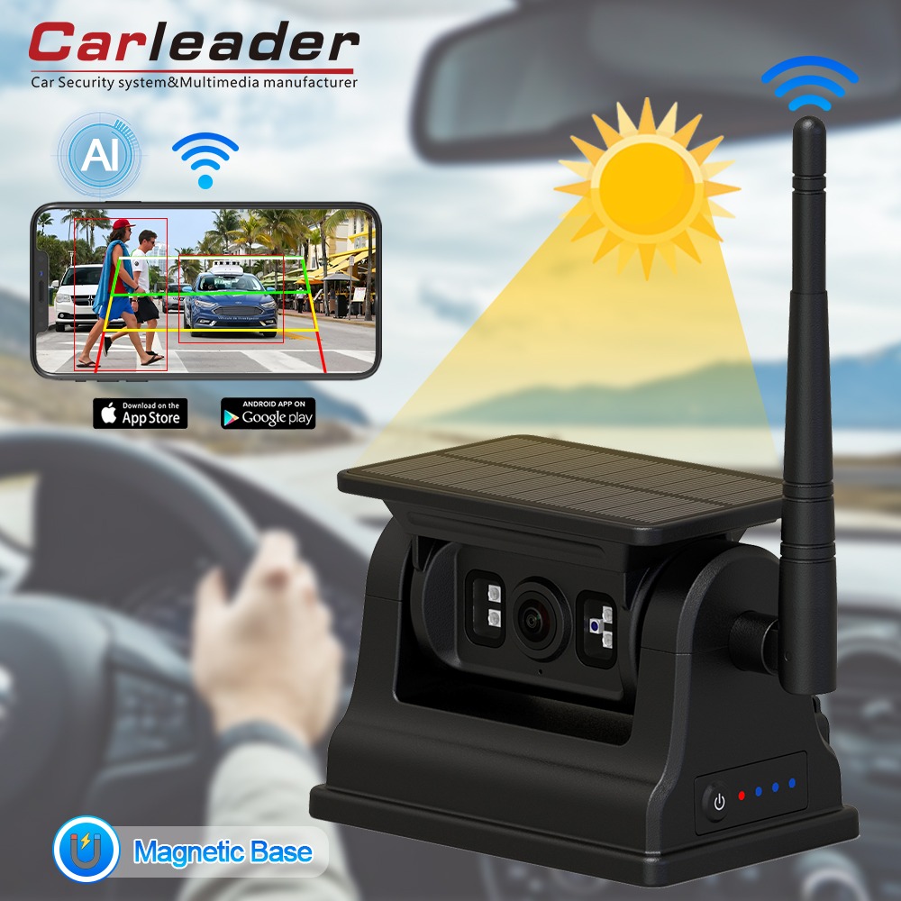 Carleader 1080P 磁気ソーラー WiFi ワイヤレス RV バックアップカメラ IOS Android 用