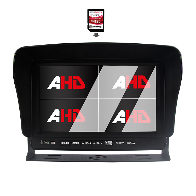 Carleader 9 インチ クワッド ディスプレイ トラック ビデオ録画 AHD モニター