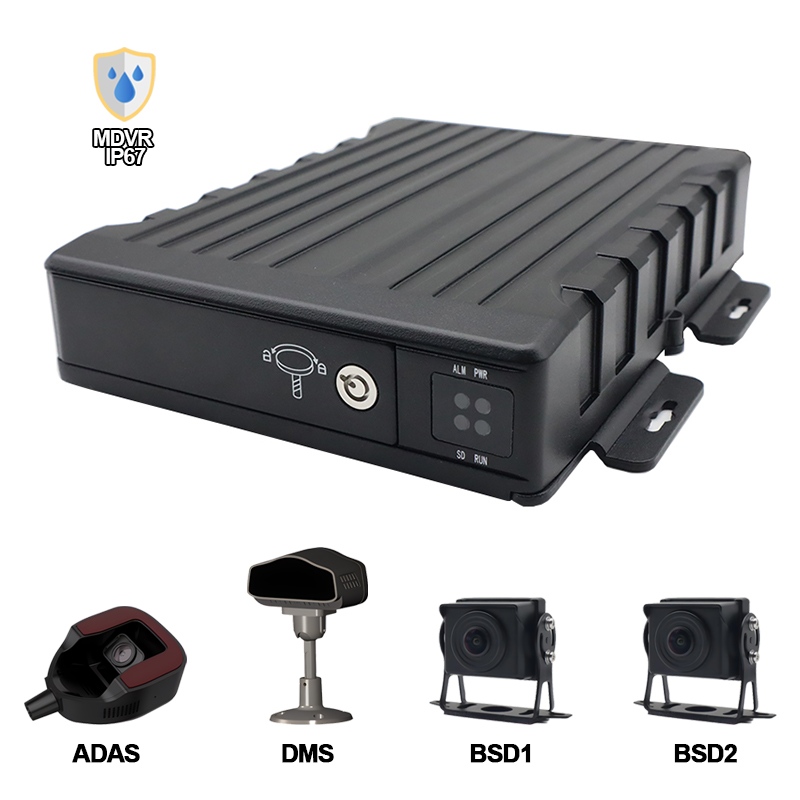 4CH IP67 防水 AI SD モバイル DVR サポート ADAS+DMS+BSD