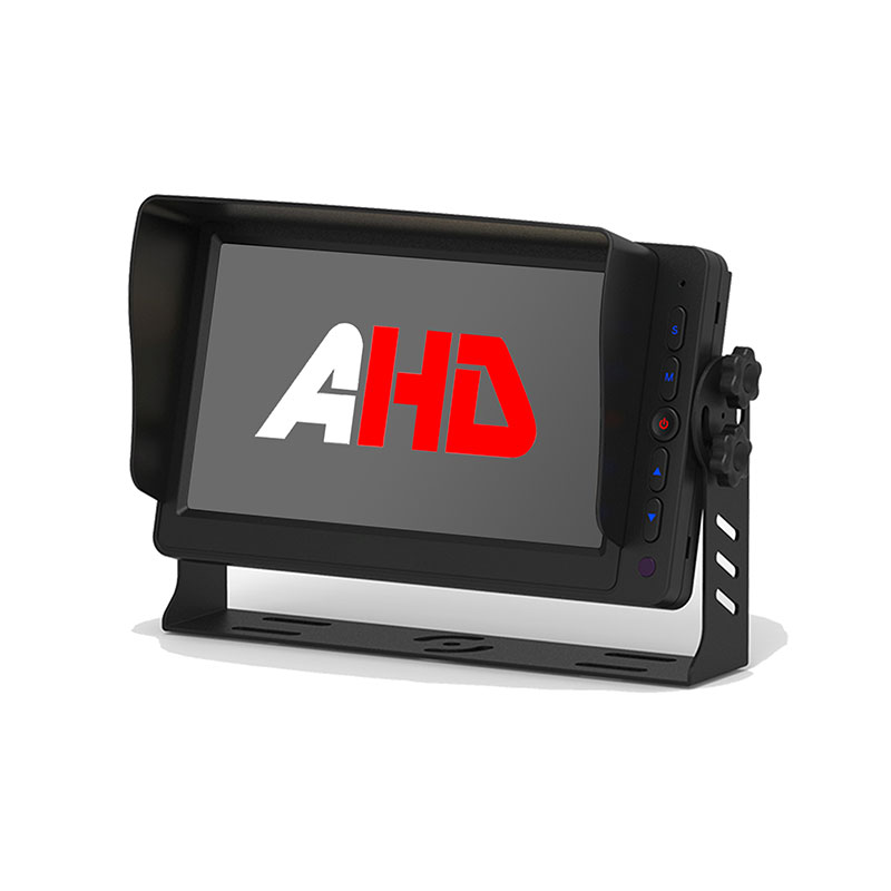 5 つのバックライト付きボタンとデュアル ビデオ入力を備えた 7 インチ AHD 車載モニター